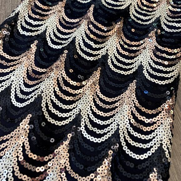 Crystal Doll Junior's Black Sequined Short 3/4 Sleeve Bodycon Party Dress XS - Picture 2 of 9